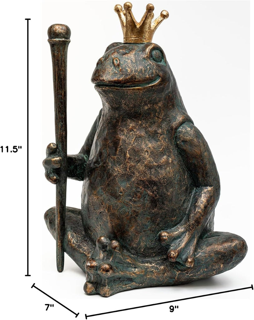 Frog Garden Statue, Yard Decorations Outdoor Decor, Weather-Resistant Animal Figurines & Sculptures, Seated Prince