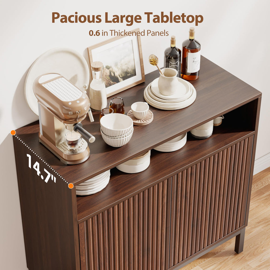 Sideboard Buffet Cabinet Storage, Modern Console Fluted Credenza