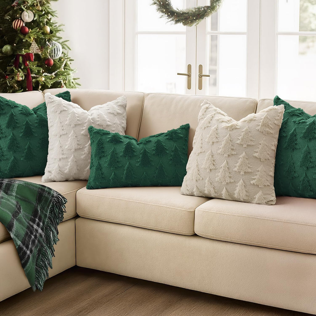 Christmas Throw Pillow Covers Beige 18x18 - Set of 2
