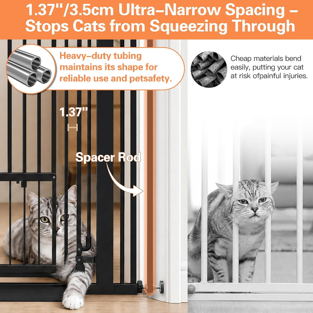 55" Extra Tall Cat Gate 31.5"-42.5" Wide Pet Gate Indoor Black