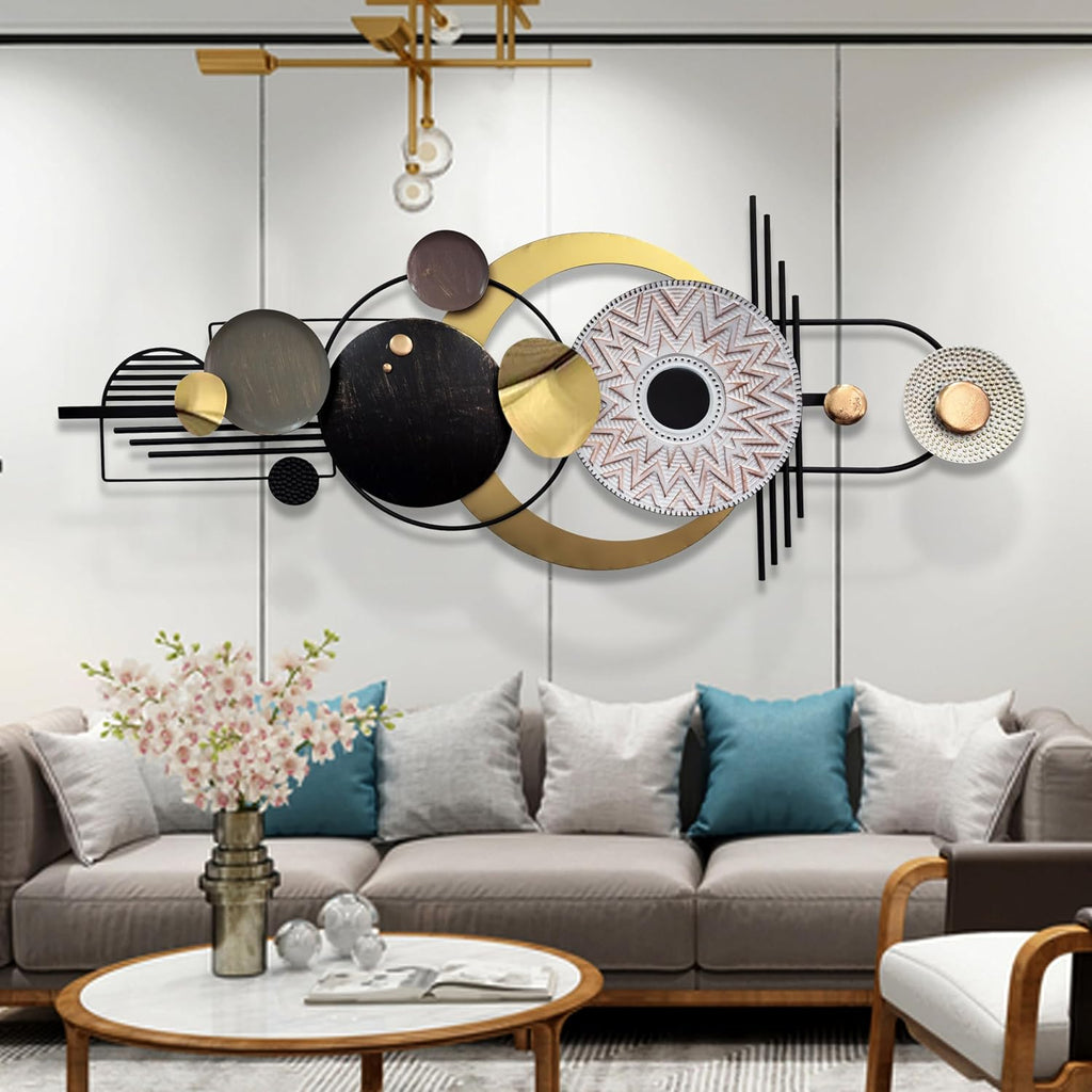 Large Modern Metal Wall Art,Geometric Decor 59x24