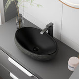WinZo Bathroom Artistic Vessel Sink, 24x16x5.9 inch Oval Bowl Sink, Retro Ceramic Washbasin Above Counter