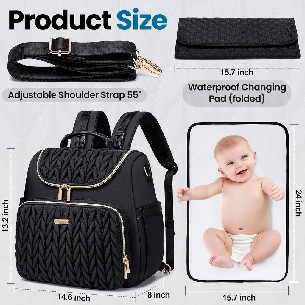 4 in 1 Convertible Diaper Bag Backpack,Waterproof Baby Diaper Bag with Changing Pad,Converts into Baby Tote