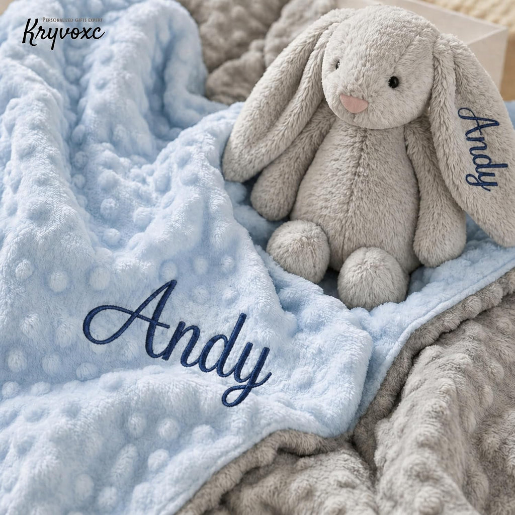 Blanket and Plush Bunny Set, Custom Blankets and Rabbit