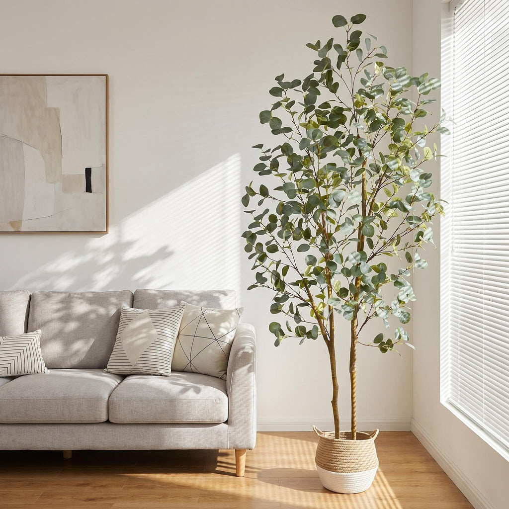 Artificial Eucalyptus Tree 7ft Tall Fake Plant with Basket