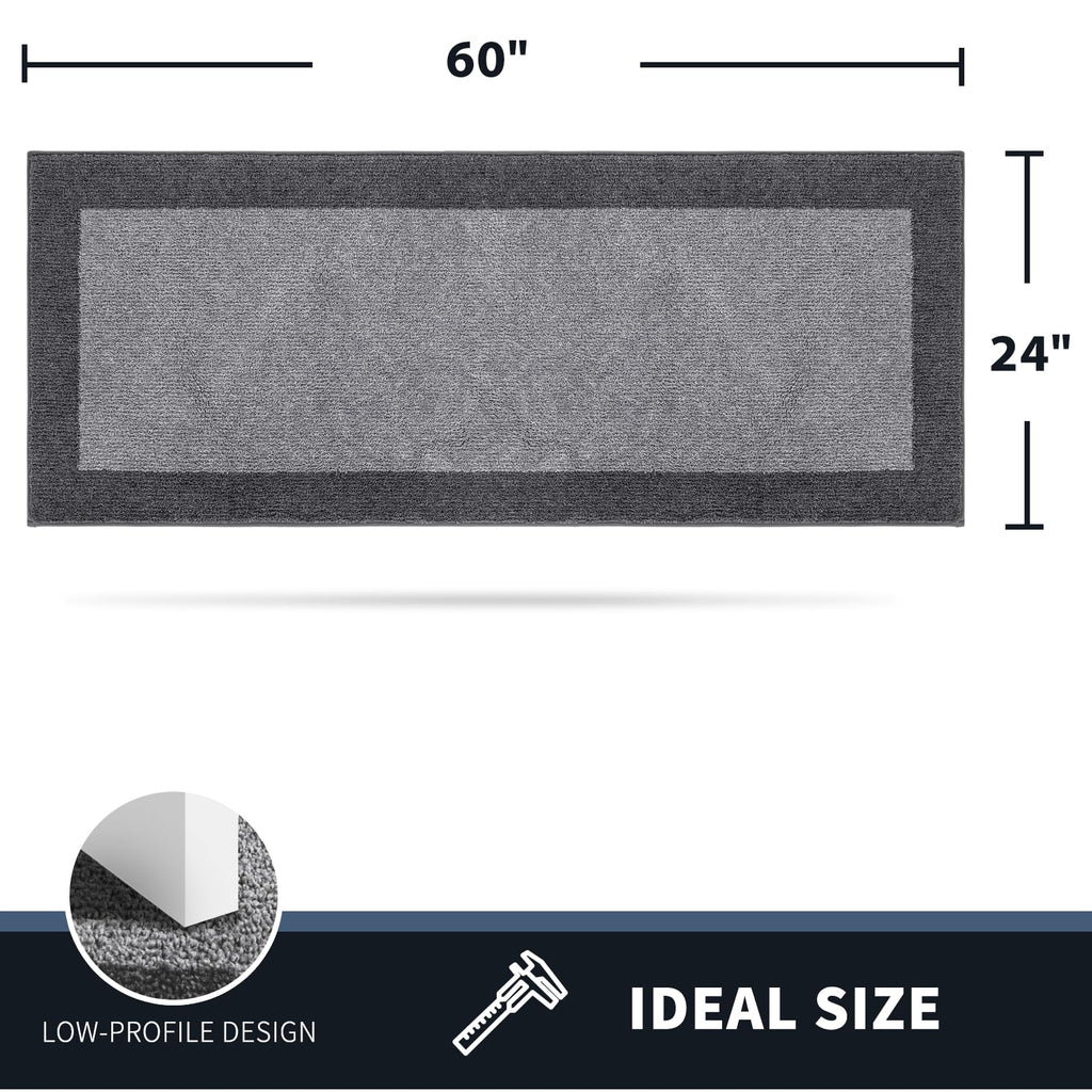 Hallway Runner Rug, 24" x 60", Light Grey & Grey