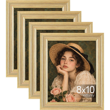 8x10 Picture Frames Set of 4, Vintage Photo Frames, Light Natural