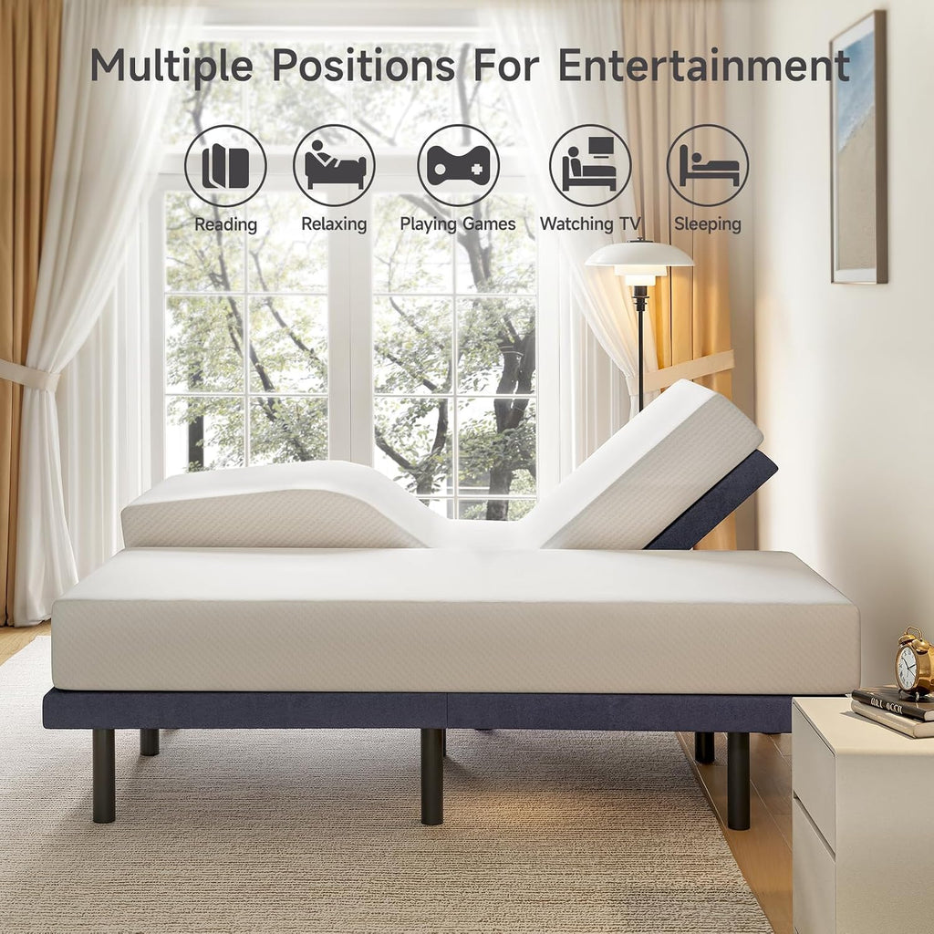 Twin XL Adjustable Bed Frame with Wireless Remote, 3 Massage Modes