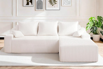 94'' Cloud Sectional Couch, Boneless Sofa with Deep Seat, Modular Comfy L-Shape Couch with Chaise Bedroom, No