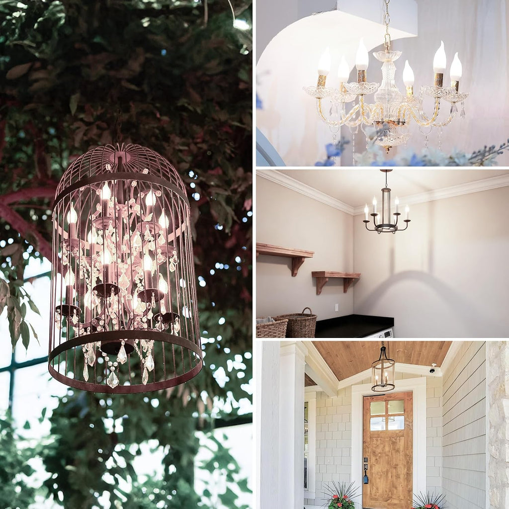 E12 Candelabra Bulb 40 Watt Equivalent, Dimmable LED Chandelier Light Bulbs 5000K Daylight White, CA10 Candle Shape