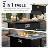 45″ Outdoor Propane Fire Pit Table – 50000 BTU Rectangular Patio Fire Table with Glass Wind Guard, Cover & Fire Glass – Modern Gray Steel Outdoor - Image 3