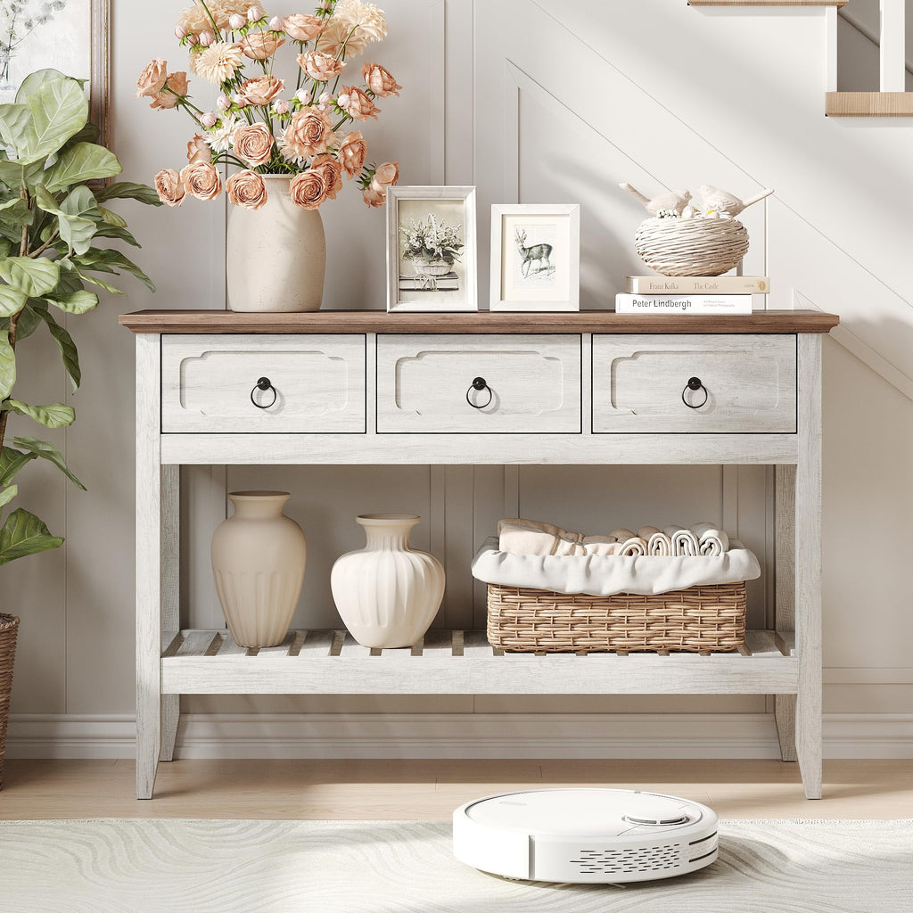 47.2" Farmhouse Console Table with 2 Drawers, Entryway Sofa Table