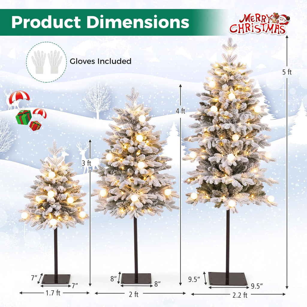 Artificial Pre-Lit Christmas Tree Set of 3, Battery Operation