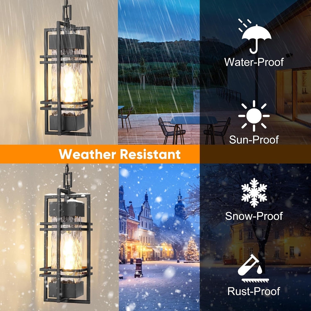 Large Outdoor Pendant Light Fixture, Modern Hanging Lantern Ceiling Mount