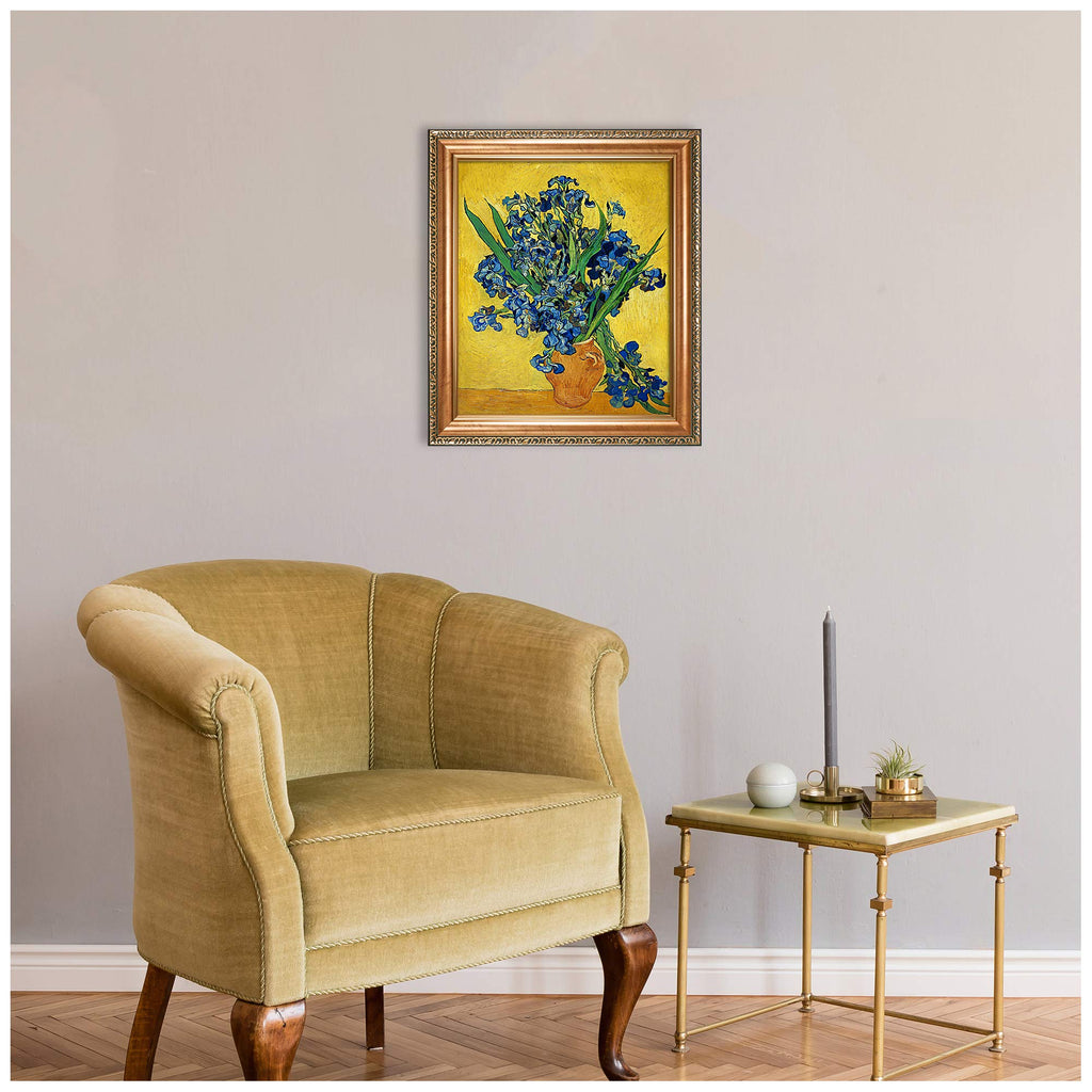 Irises Vase Flower by Vincent Van Gogh.Framed Size:24.5x20.5 inches, Image Size:20x16 inches World Classic