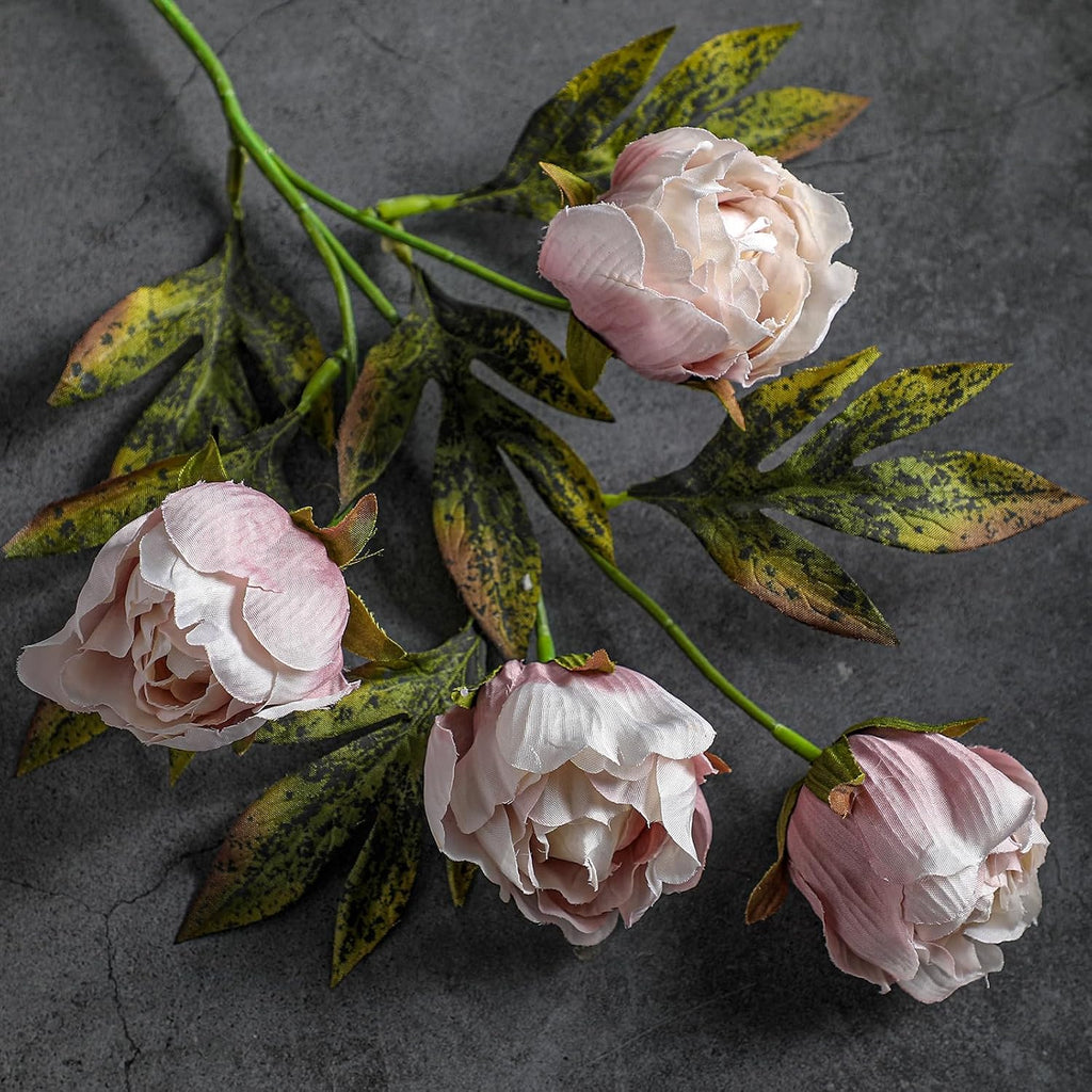 Faux Silk Peony Artificial Flowers Stem for Vase,,Brownish - Set of 8