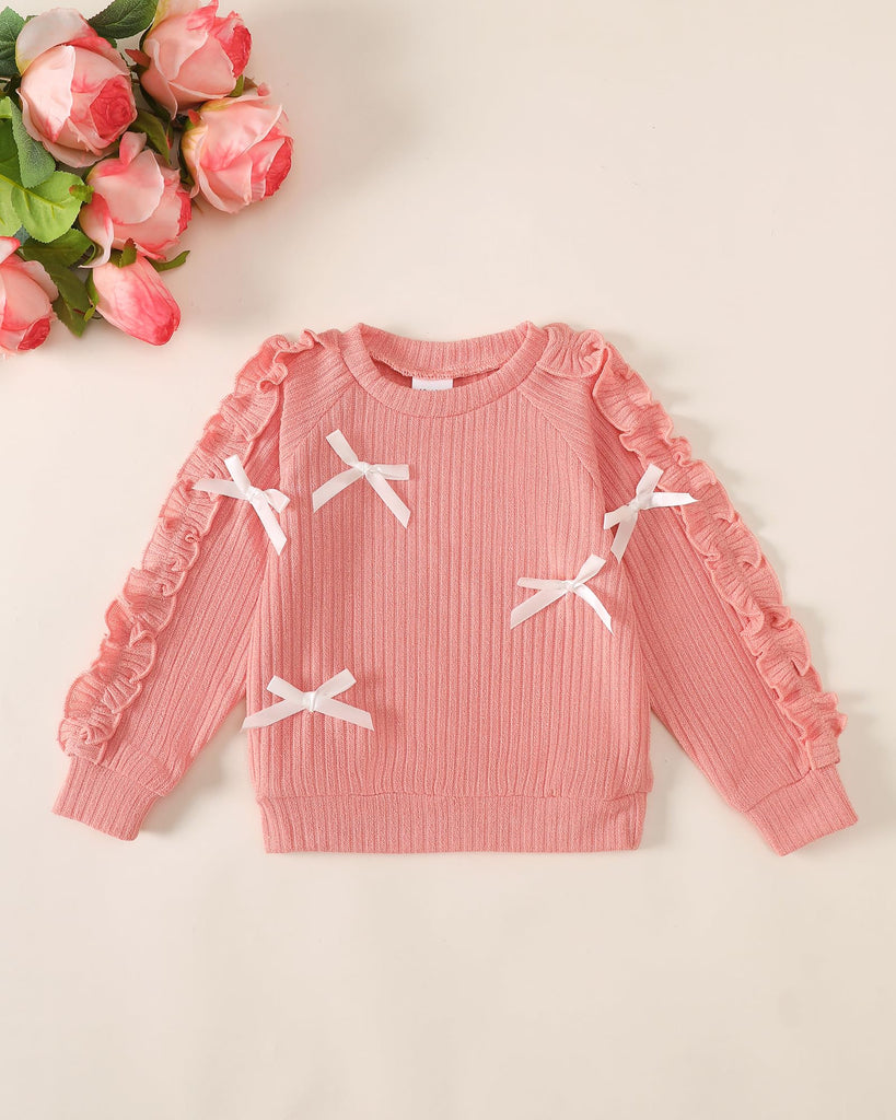 Baby Girl Clothes Pink 3D Bow Sweatshirt Pants Outfits