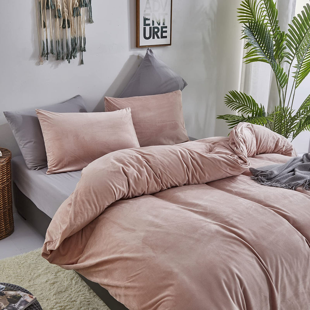 Pink Velvet Comforter Set Blush Pink Fluffy Bedding Comforter Set Light Pink Solid Color