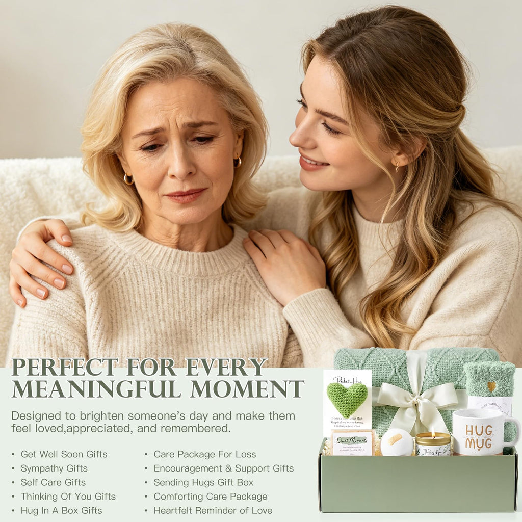Sympathy Gifts for Loss of Loved One, Memorial Gift Basket with Blanket
