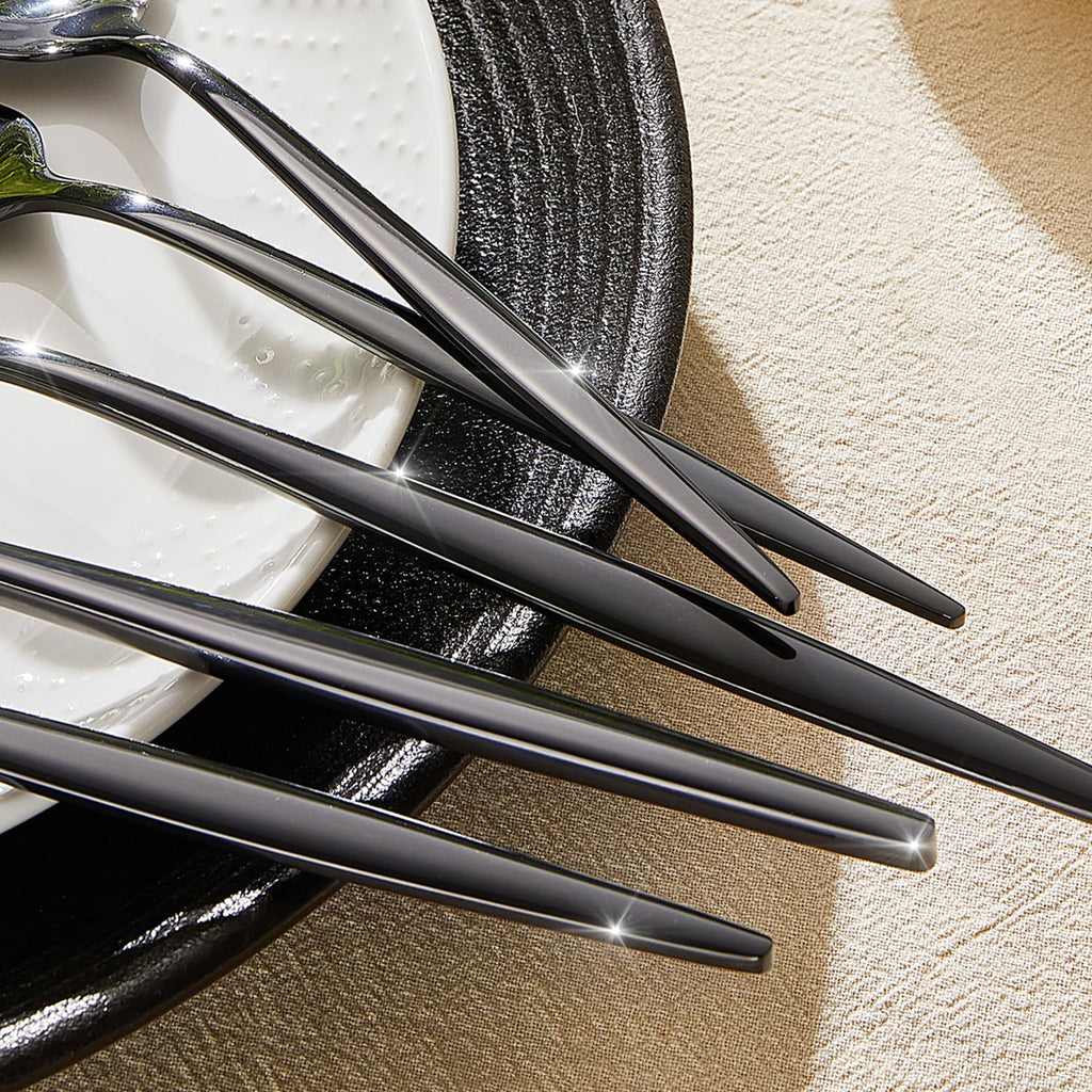 18/10 Silverware Set for 4, 20 Piece Black Stainless Steel Flatware Cutlery