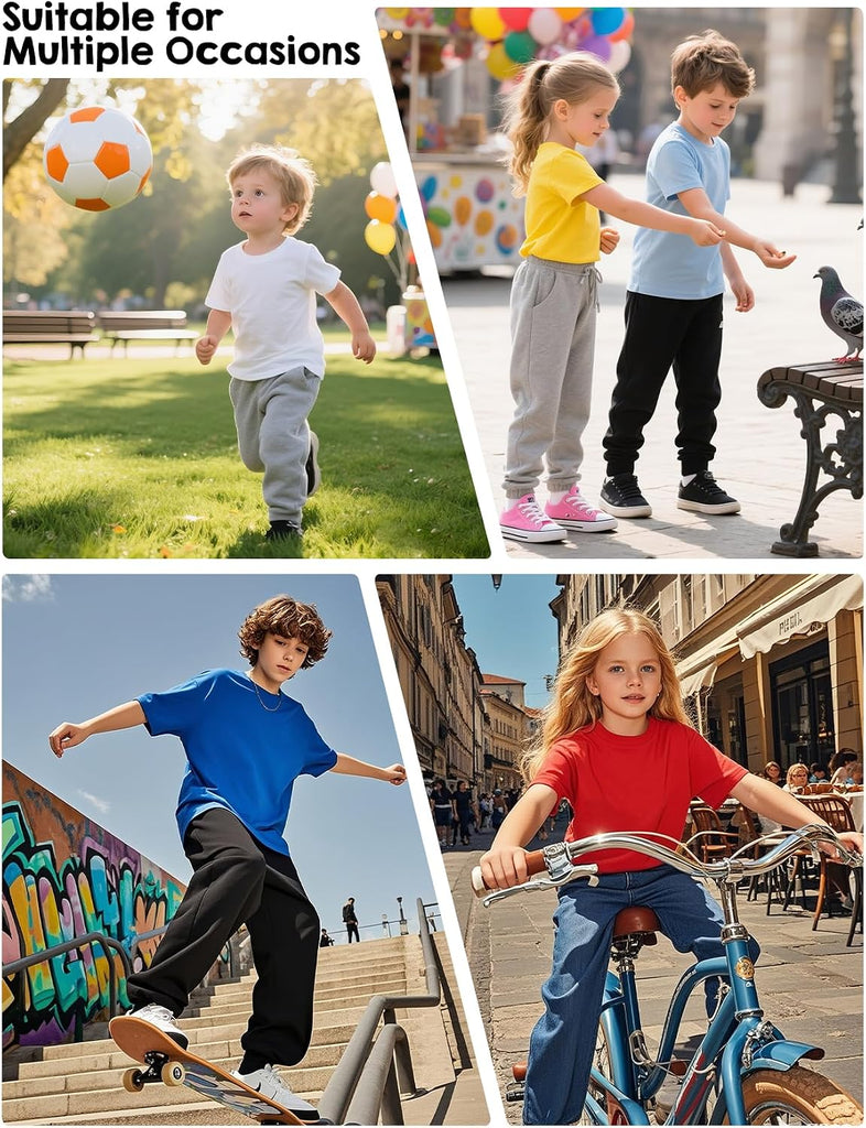 Kids Boys Cotton T-Shirts 5 Pack, Short Sleeve Crew Neck Tees Shirts for Boys Girls, Soft Basic Summer Tops