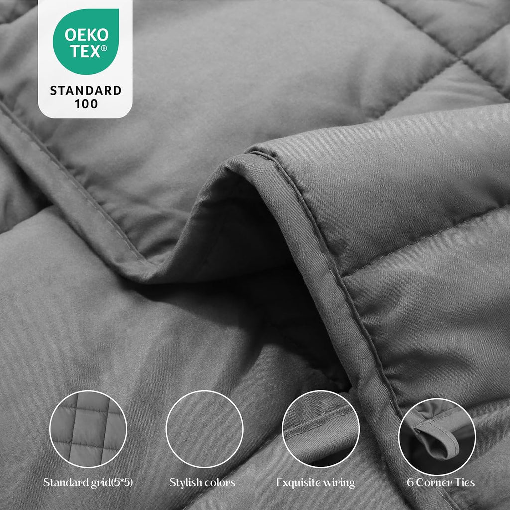 Weighted Blanket 20lbs (60"x80",Grey) Full Size Soft Cooling Heavy Blanket for Sleeping, Breathable All Season