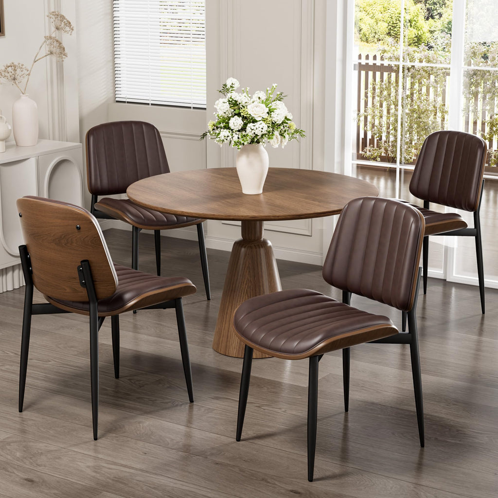 Dining Chairs Set of 8, Mid-Century Modern Kitchen Chairs, Brown