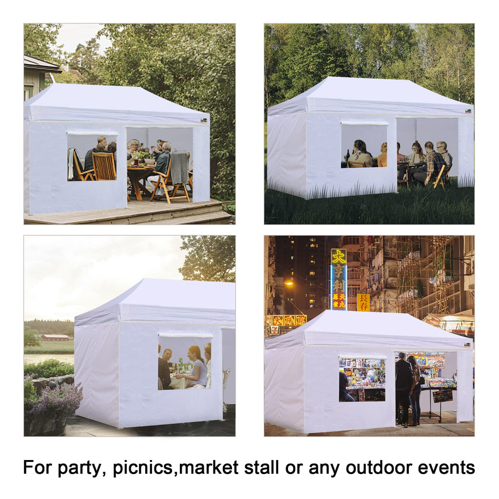 USA Full Zippered Walls for 10 x 20 Easy Pop Up Canopy Tent, Enclosure Sidewall Kit with Roller Up Mesh Window and