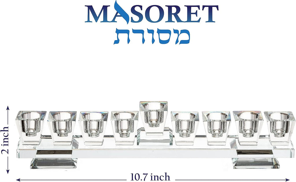 Branch Elegant Fine Glass : Modern, Elegant Jewish Hanukkah Replica Candelabra Candleholder Stand, 10.6"*2.7" - Set of 9