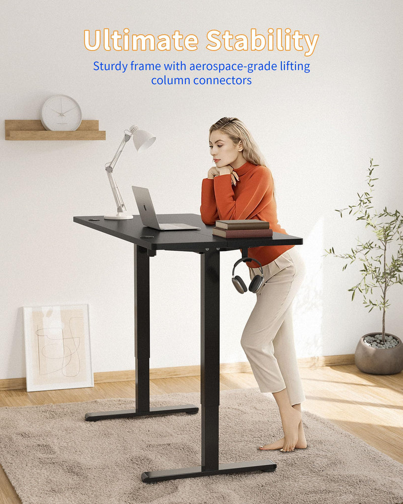 Electric Standing Desk, 55 x 24 Inches Stand Up Desk with Splice Board, Adjustable Height Desk, Computer Desk, Black