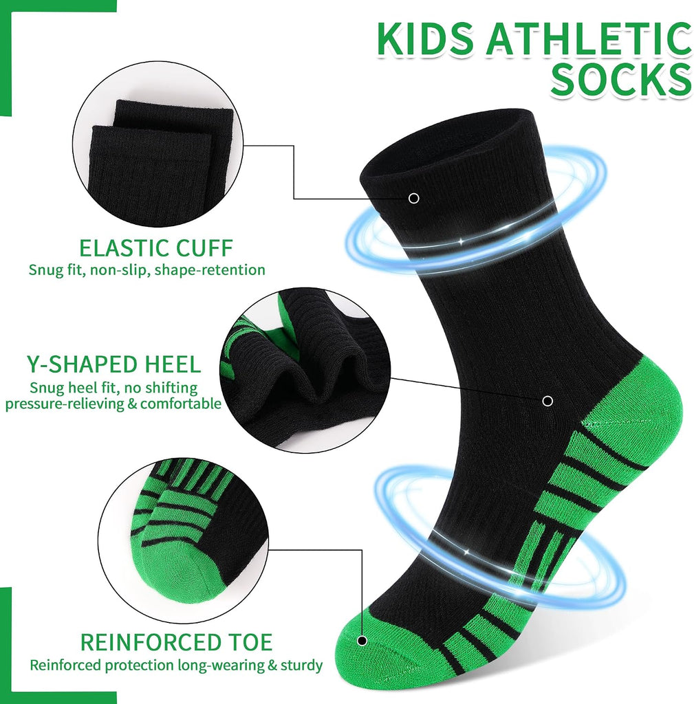 12 Pairs Kids Socks Boys Crew Athletic Cotton Socks