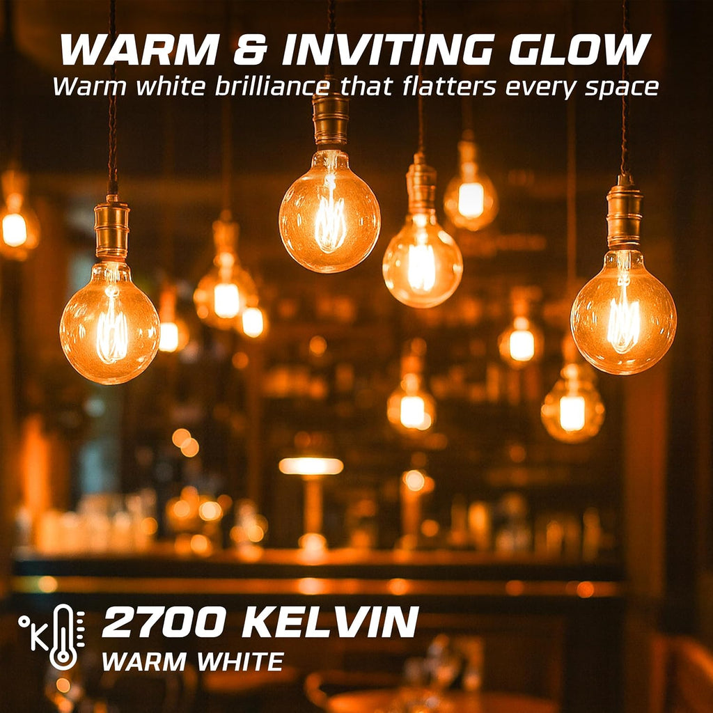 G16.5 Incandescent Globe Bulb (4-Pack) Decorative Light Bulb, 25 Watt, E12 Candelabra Base, Dimmable, 2700K Warm