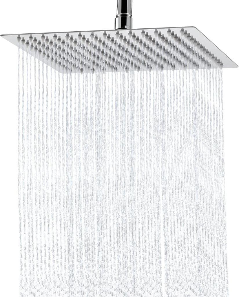 Rain Shower Head - 10 Inch High Pressure Shower Heads 304 Stainless Steel Ultra Thin Square Showerhead Pressure