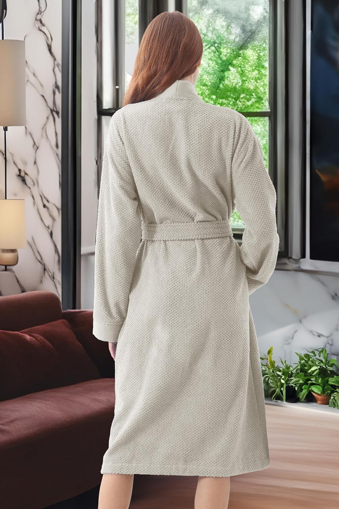 Turkish Cotton Bathrobe for Women - Organic GOTS Certified Terry Hooded Kimono Robe - Spa Quality Women's Cotton Robe
