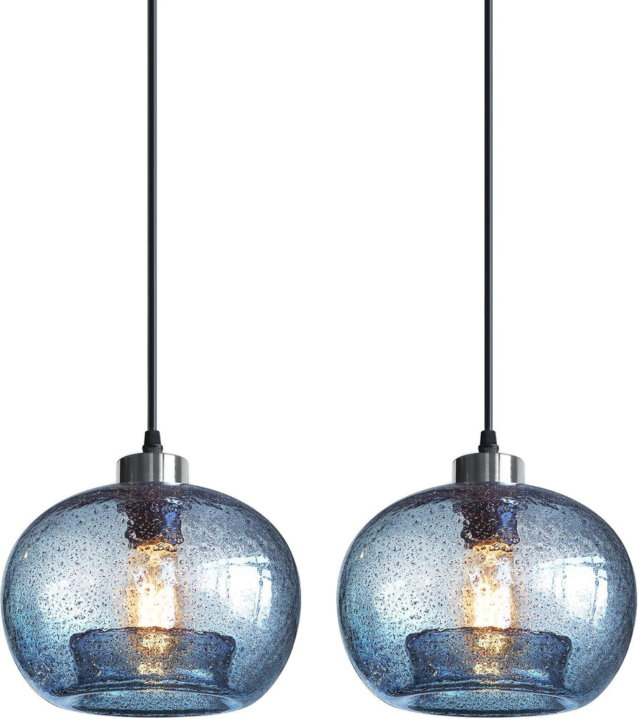 Hand Blown Glass Pendant Lights Kitchen Island Marble Blue Color Modern Rustic Style Ceiling Hanging Light Fixtures