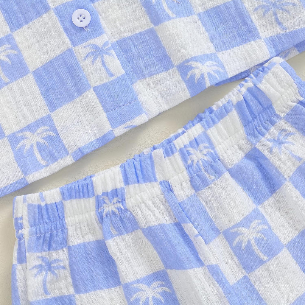 Toddler Baby Boy Summer Beach Outfit Button Down Shirt Shorts Set