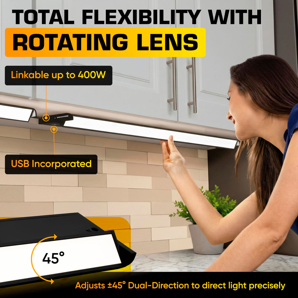 LED Under Cabinet Lighting Hardwired - Swivel Lens - 32 Inch Black
