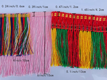 Chainette Fringe Trim 6 Inch 10 Yards Tassel Fringe Trim for Sewing Craft DIY Decoration(905 Champagne)