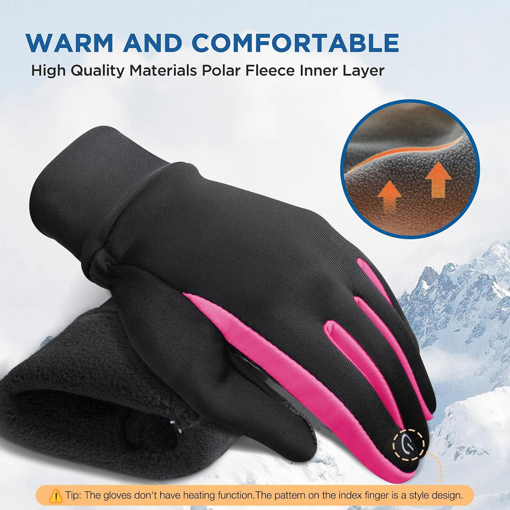 Kids Winter Gloves Touchscreen Water-Resistant Warm Thermal for Boy Girl Toddler Cycling Running Ski Snow Cold Weather
