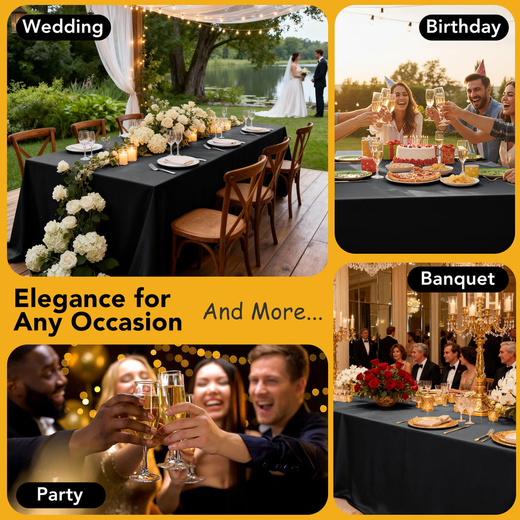 10-Pack Black Tablecloths for Rectangle Tables, 60 x 120 Inches