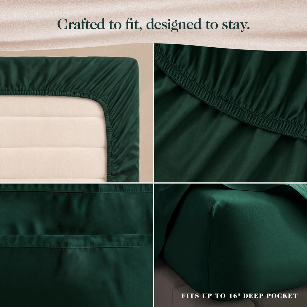 100% Certified Giza Egyptian Cotton Percale Sheets, Queen, 4Pcs, White