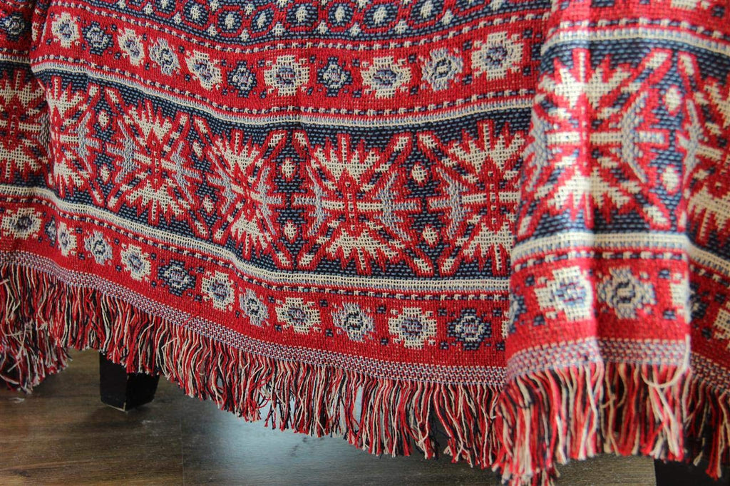 Bohemian Cotton Woven Red Geometric Pattern Throw Blanket with Tassel Couch Decorative Seat Cover Soft Chair Cover