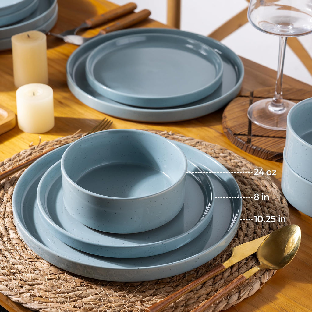 Stoneware Dinnerware Sets for 6,18Pcs Plates and Bowls Set