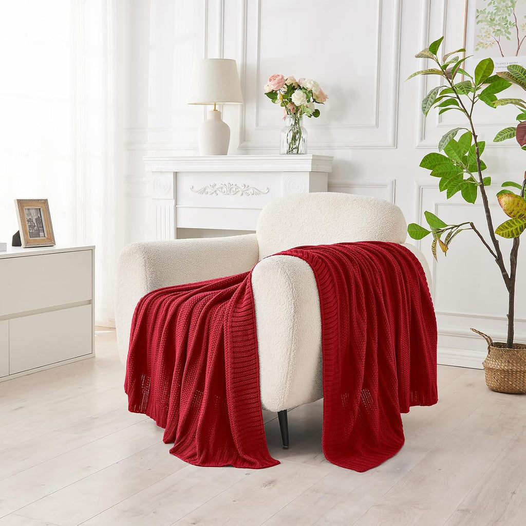 Christmas Red Stripe Knit Throw Blanket 50"x60"