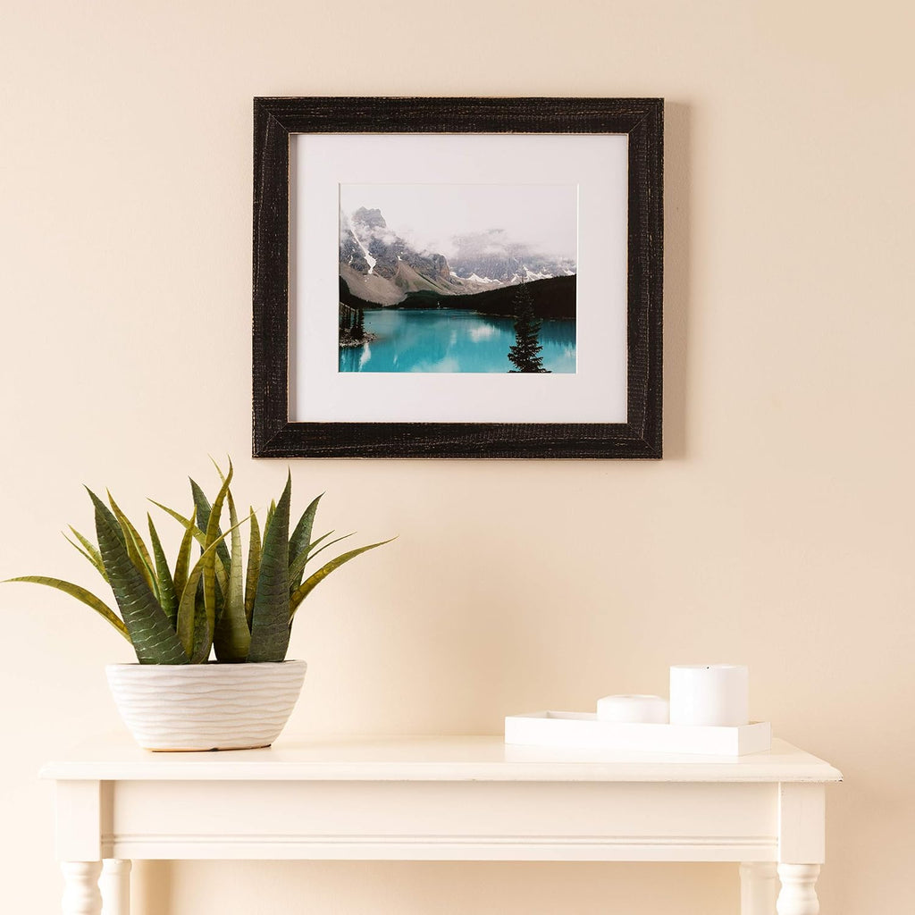 24x36 Inch Black Picture Frame, This 1.5" Custom Wood Poster Frame is Weathered Barnwood Style in Black, for Your Art