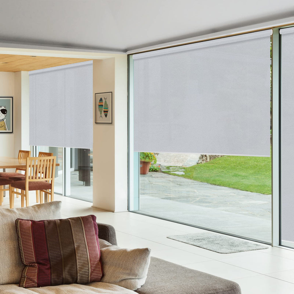 Blackout Roller Shades, Custom Window Blinds, Thermal Insulated, Light Grey