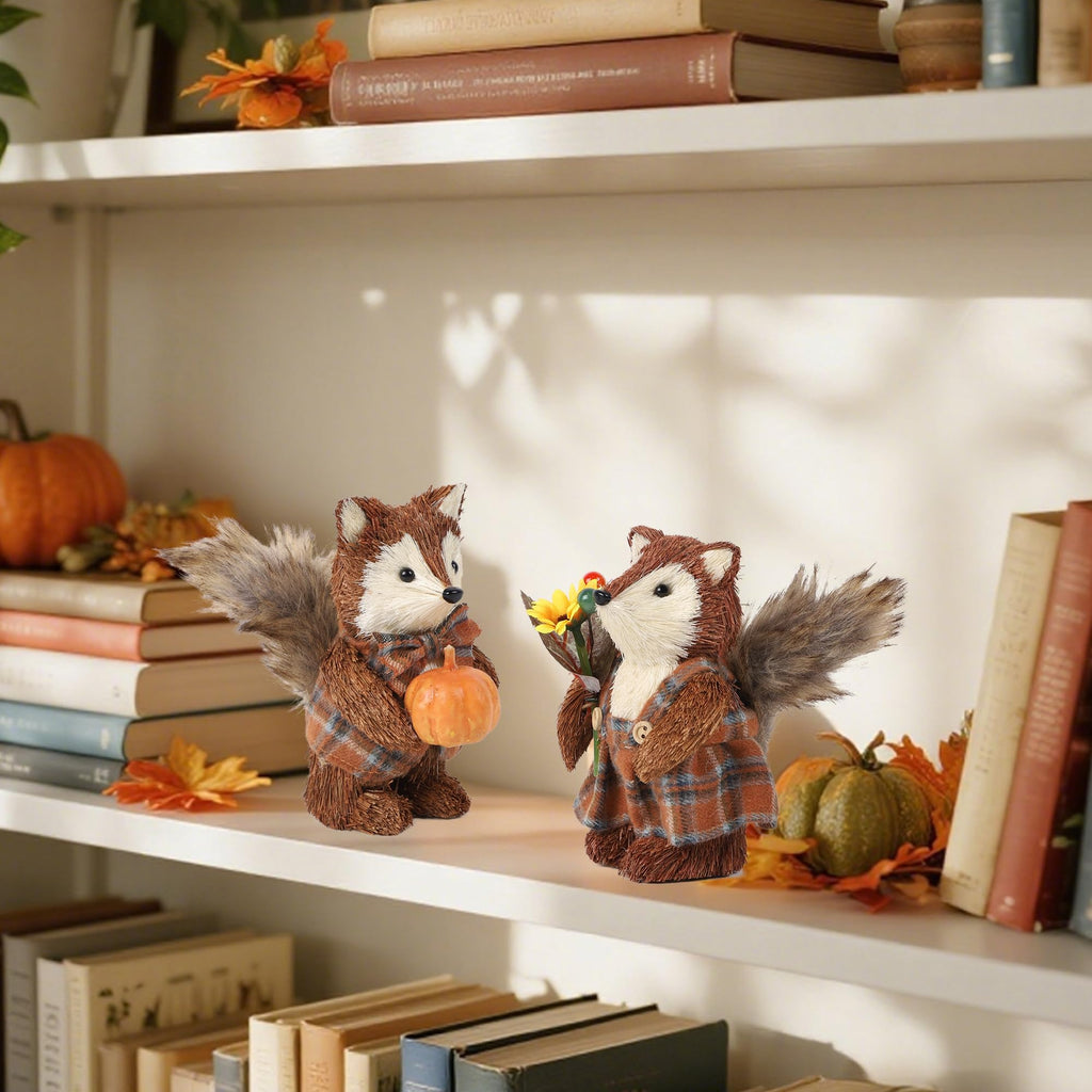 2 Pack Fox Fall Decorations, Thanksgiving Table Decor