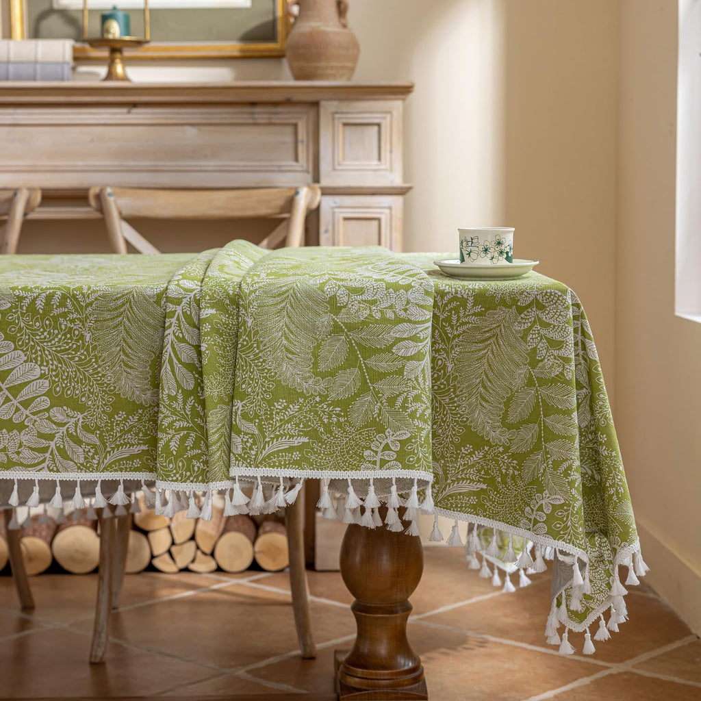 Cotton Linen Tablecloth for Rectangle Tables 78x54 Inch