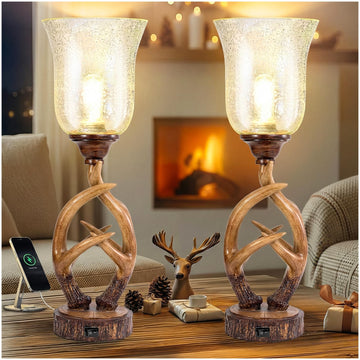 20.5" Antler Table Uplight Lamp Set of 2 Bedroom
