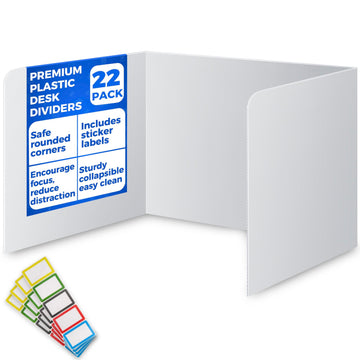 22 Pack Classroom Privacy Shields for Student Desks - Easy to Clean Plastic Sneeze Guard Folder Desk Divider Study